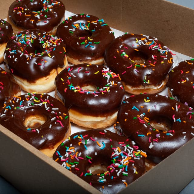 Chocolate Glazed Ring Doughnut Platter (12 Pieces)