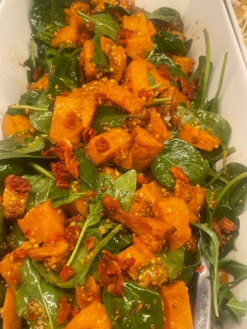 Sweet Potato and Spinach Salad Platter