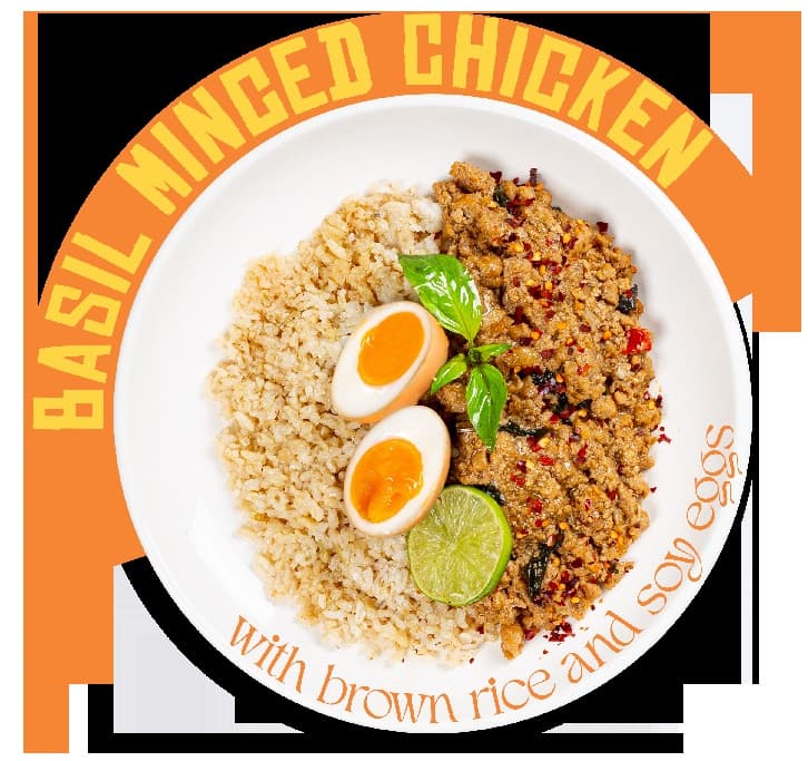 Basil Chicken with Brown Rice & Soy Eggs (Regular)