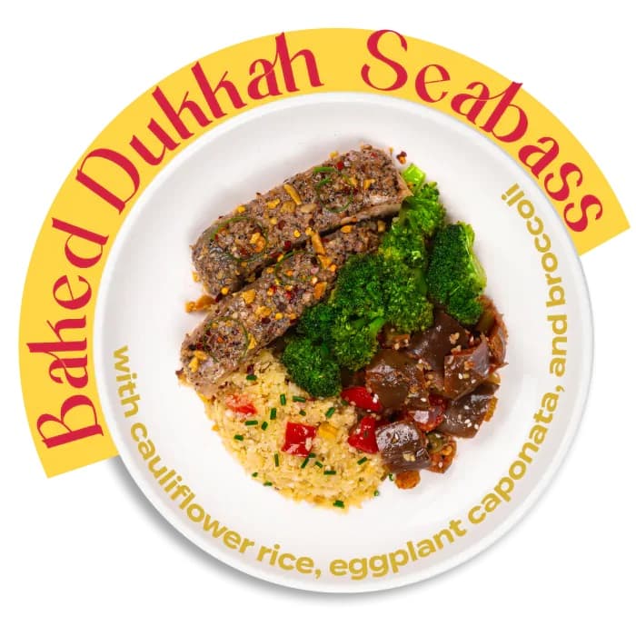 Dukkah Seabass w/ Cauliflower, Eggplant & Broccoli