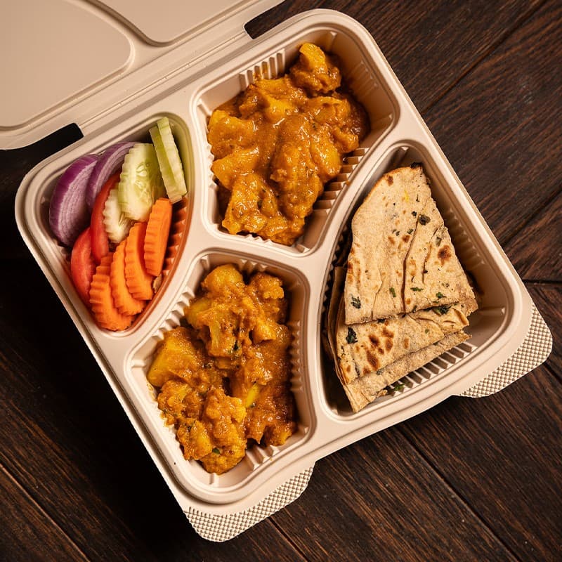 Vegan Aloo Gobi with Mint Paratha