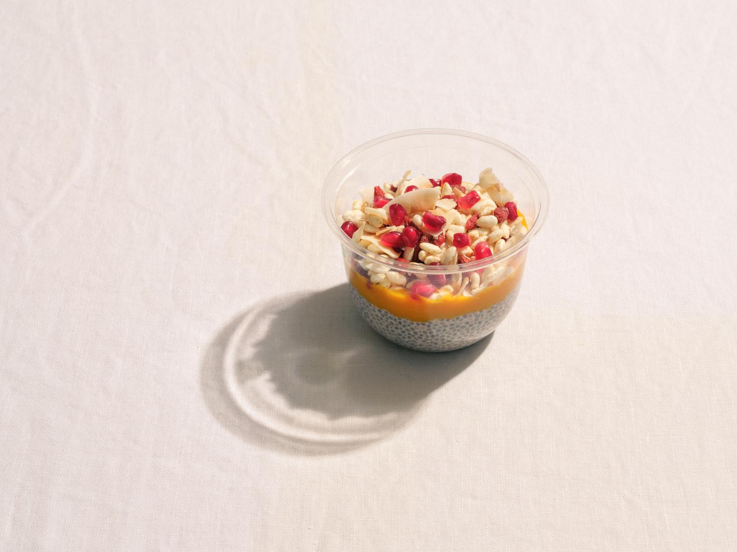 Chia mango puree with soya milk