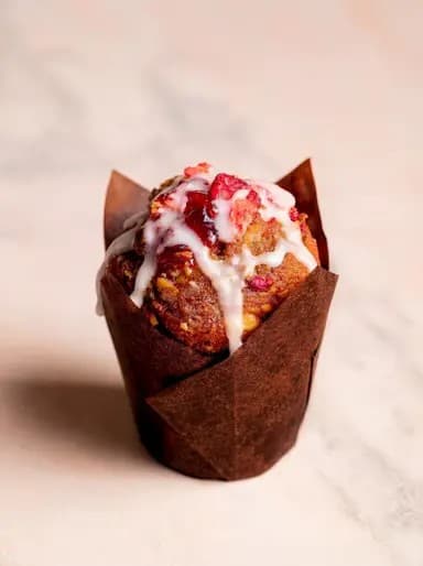 Strawberry & macadamia nut muffin