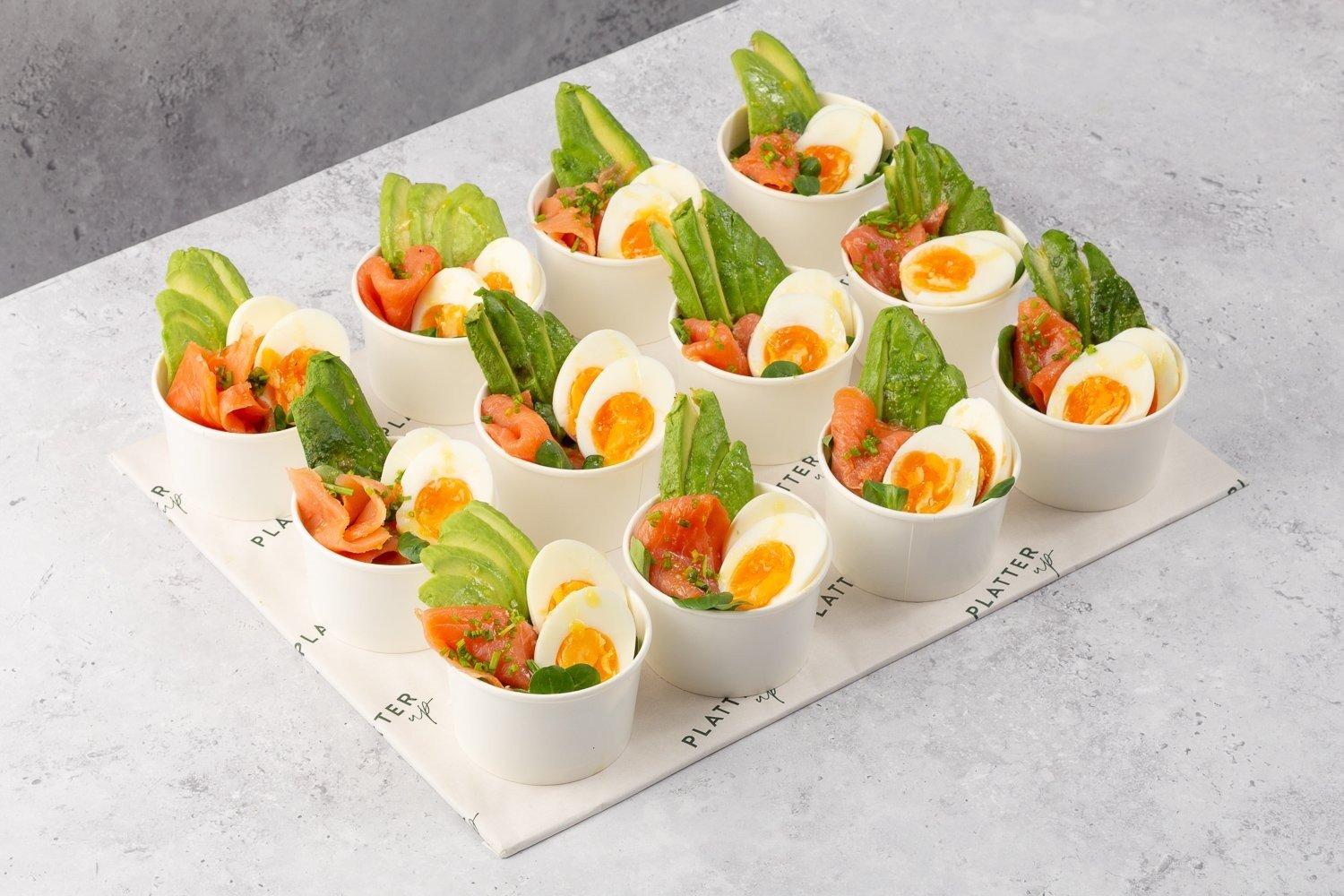 Smoked Salmon, Soft-Boiled Egg, and Avocado Pots