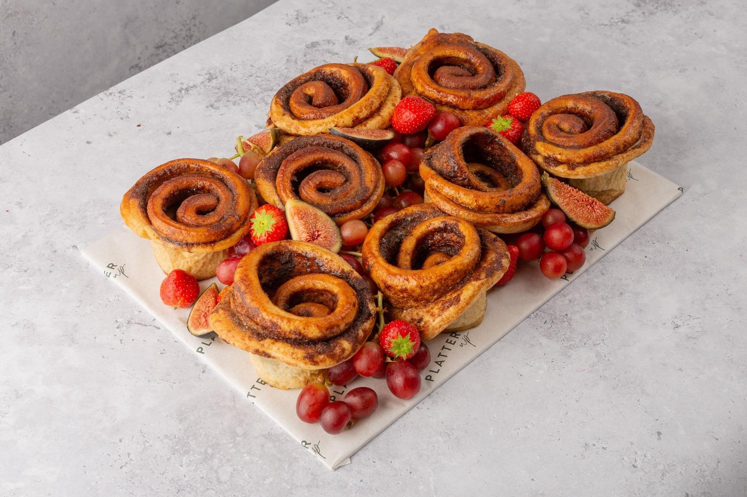 Vegan Cinnamon Buns with Seasonal Fruit