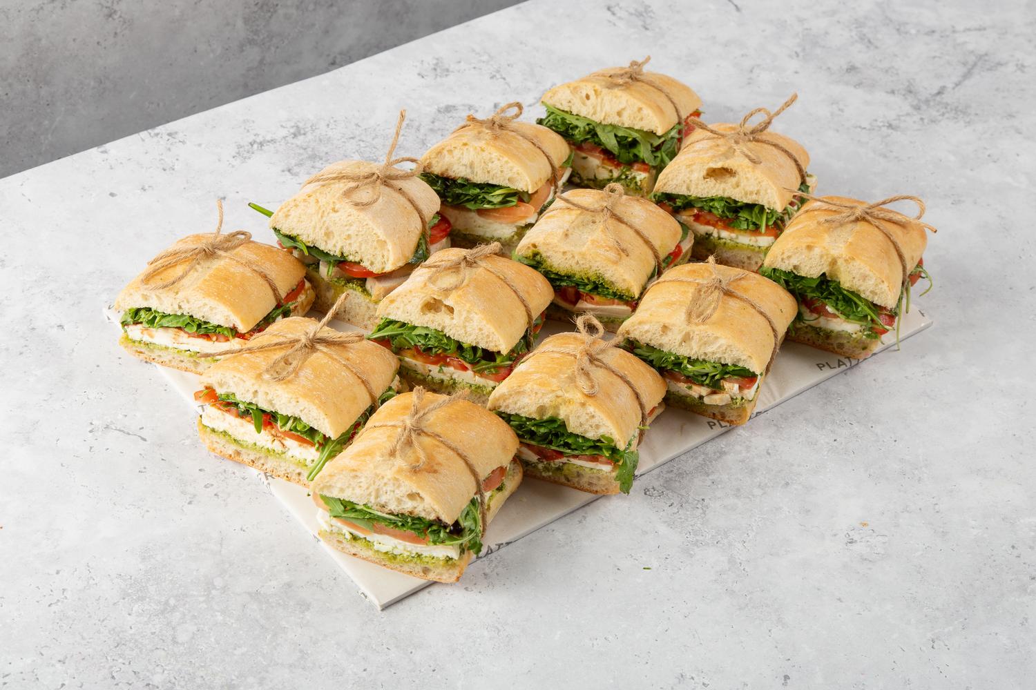 Mozzarella, Tomato, Pesto and Rocket in Ciabatta
