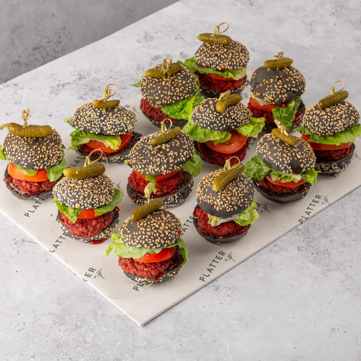 Vegan Falafel, Chilli Jam in Charcoal Sliders