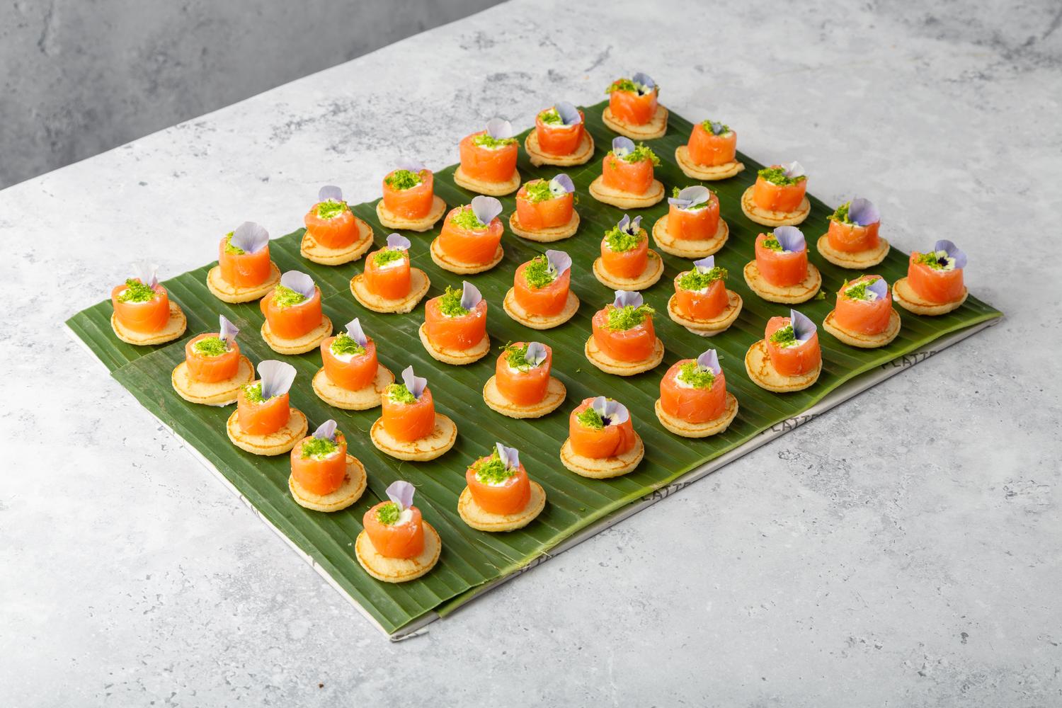 Herby Smoked Salmon Roulade on Fresh Blinis - 35