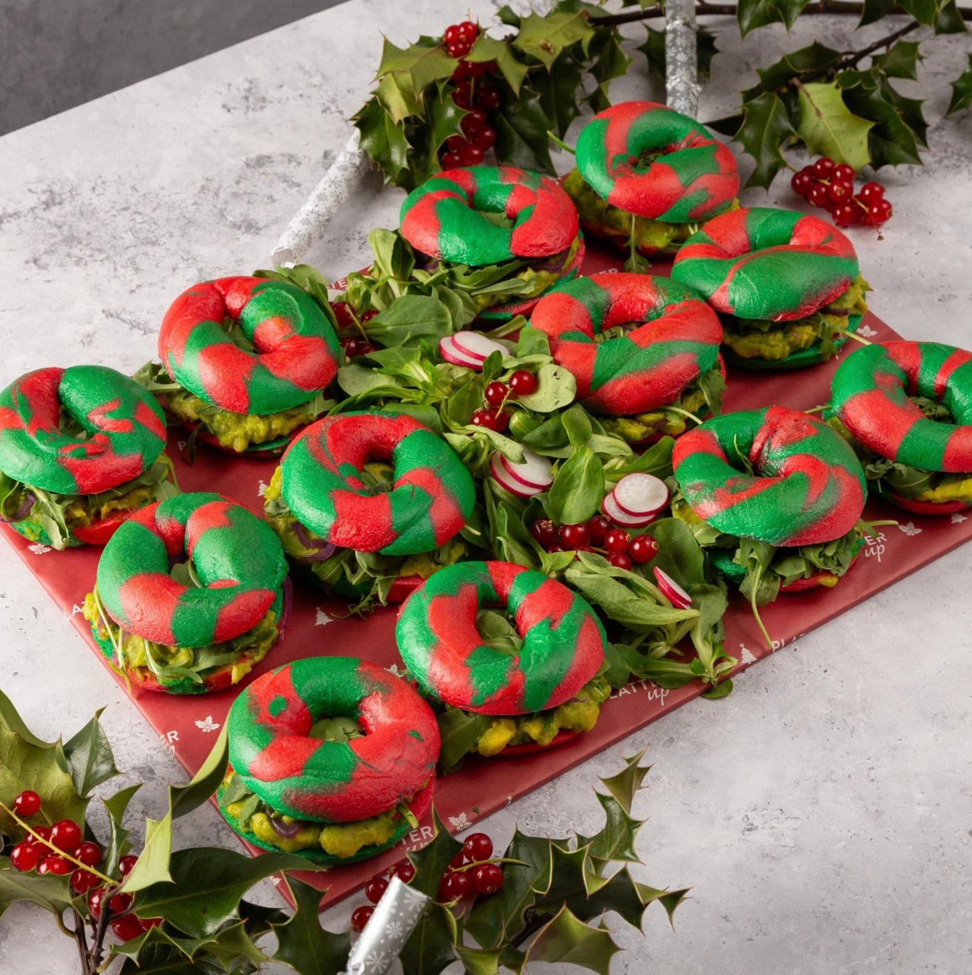 Vegan Smashed Avocado Christmas Bagel Platter – 12