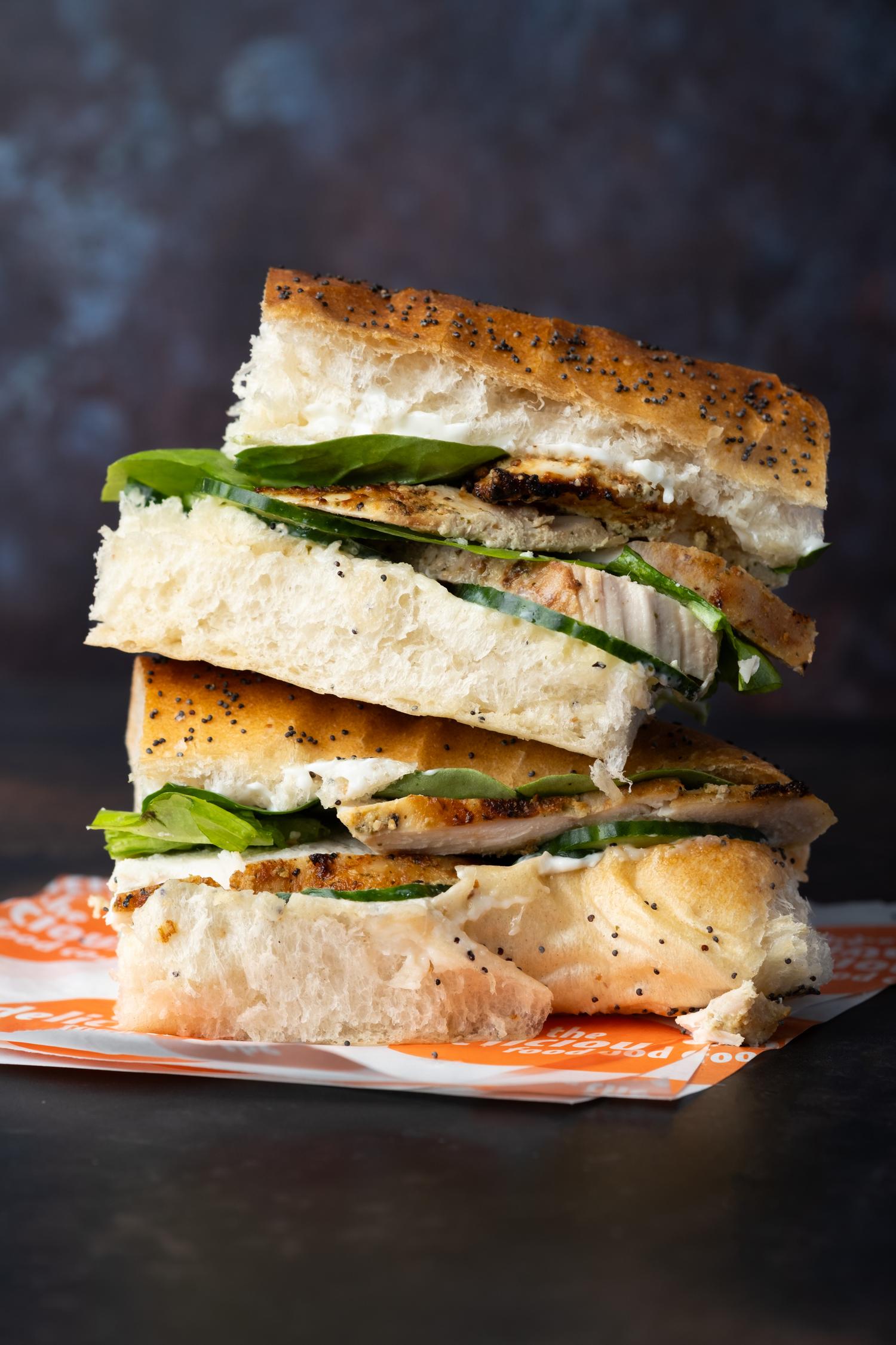Lemon Chicken with Garlic Mayo on Poppy seed Roll