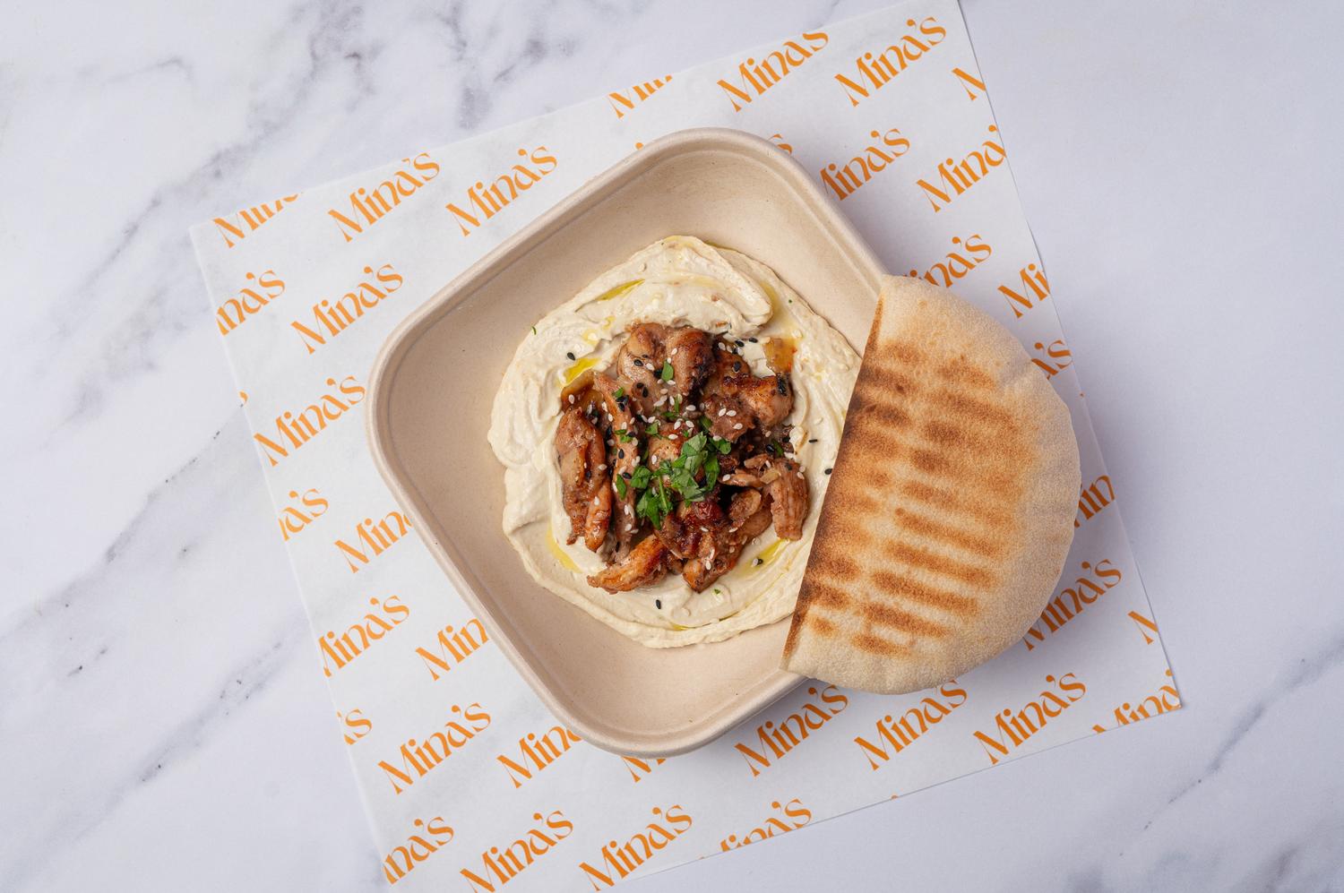 11-Spice Chicken Shawarma on Silky Hummus 