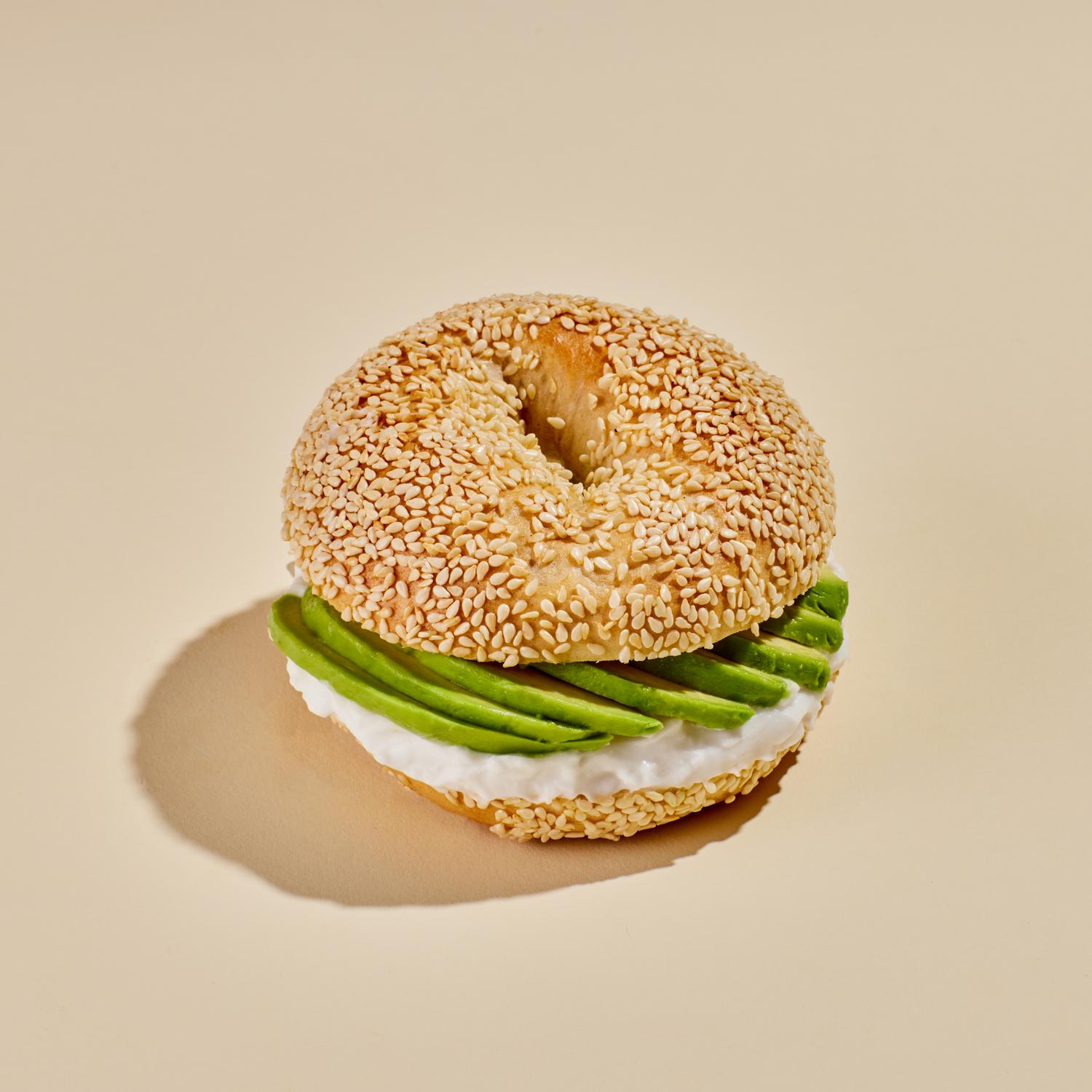 Plant-Based Cream Cheese and Avocado Bagel