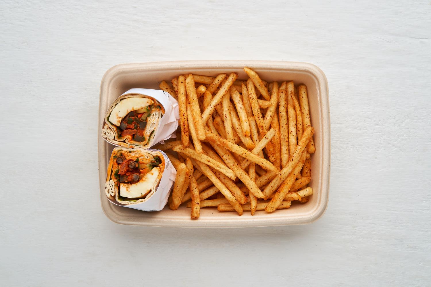 Za'atar Halloumi Olive Wrap & Chips