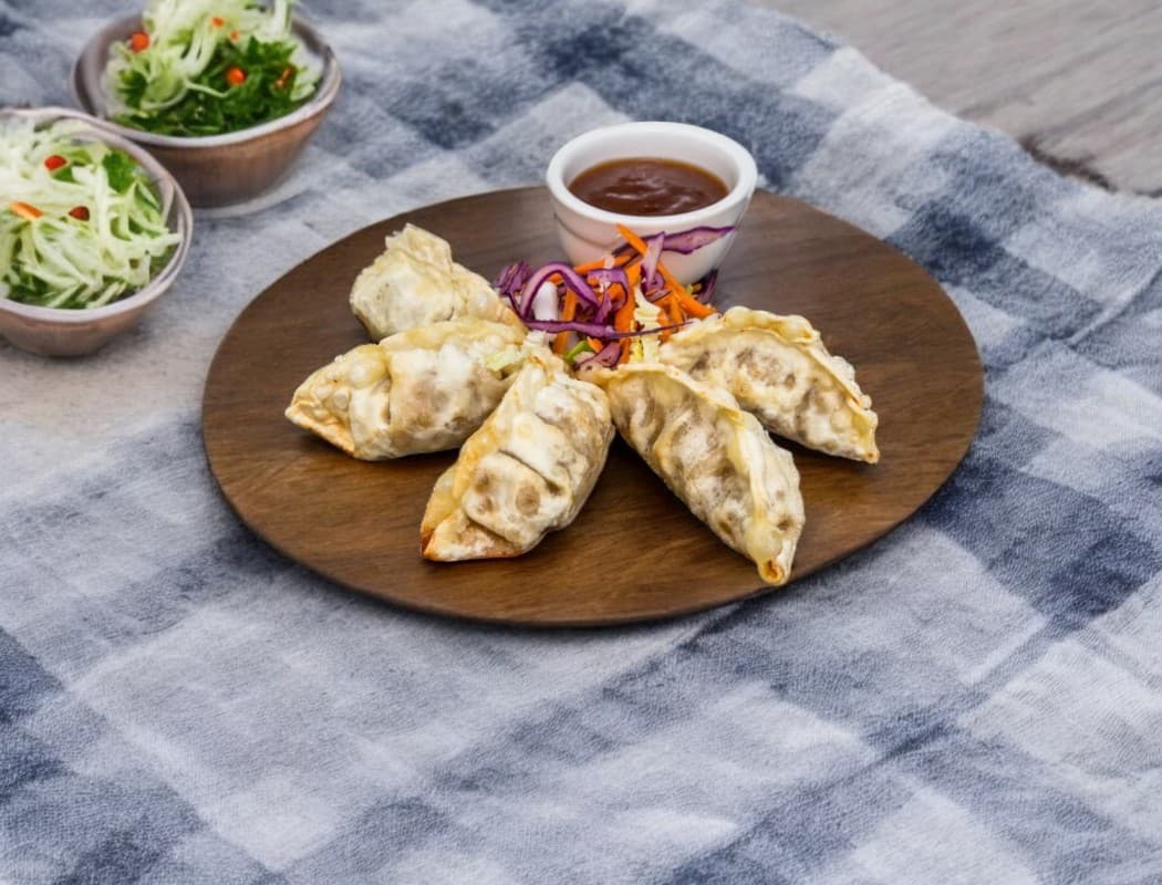 Veggie Gyoza with Korean gochujang sauce