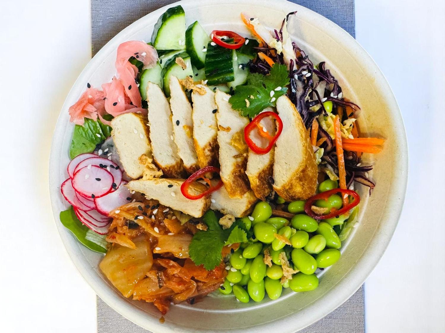 Vegan Chicken Asian Fusion Rice Bowl