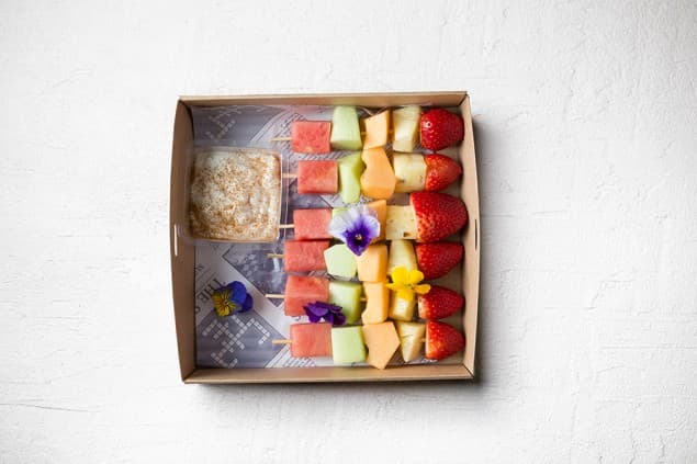 Mini Fruit Skewer With Yoghurt Dipping Sauce