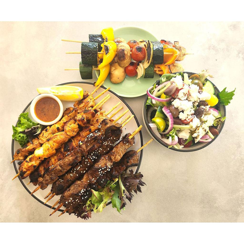Set Flame Grilled Skewers Buffet Drop Off