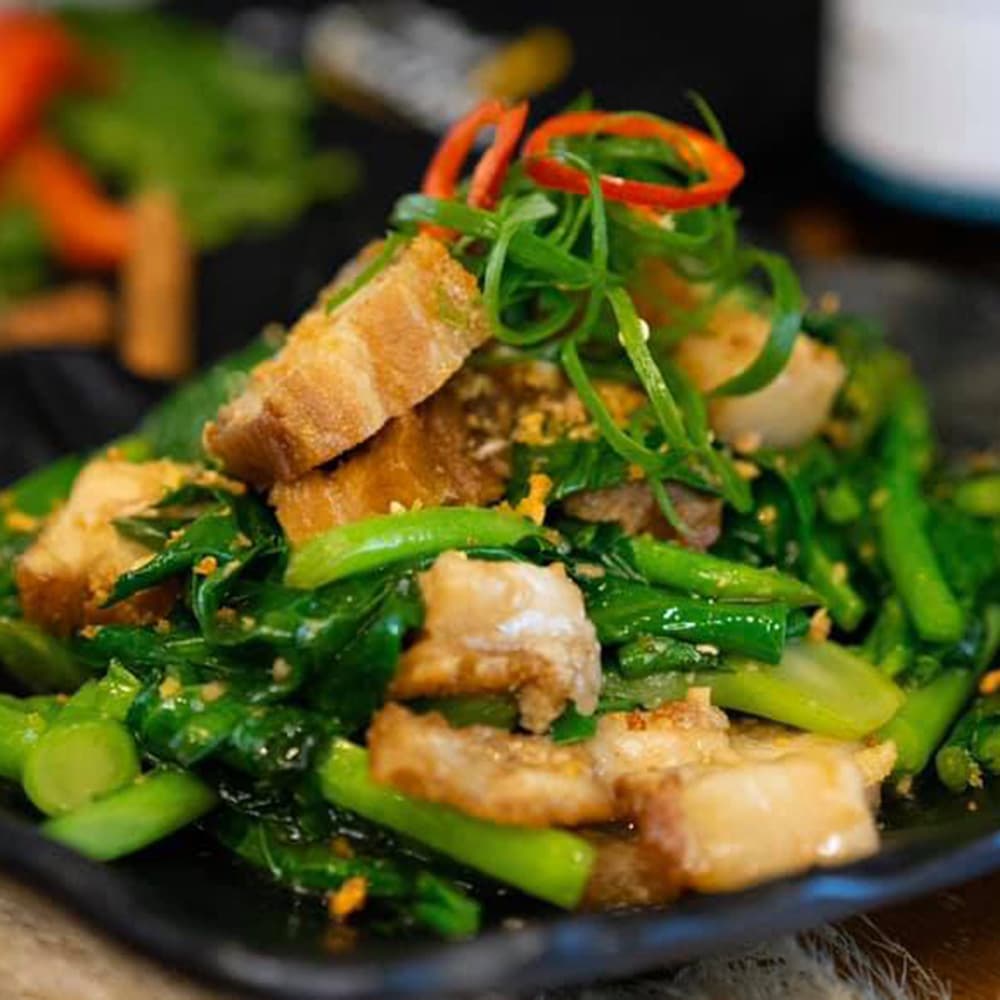 Crispy Pork Belly with Kai Lan