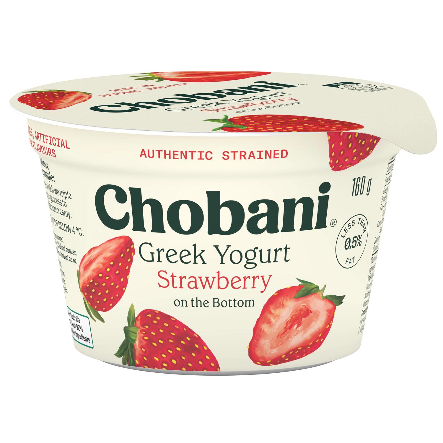 S3795Chobani Greek Yoghurt Strawb 160g 8 Carton