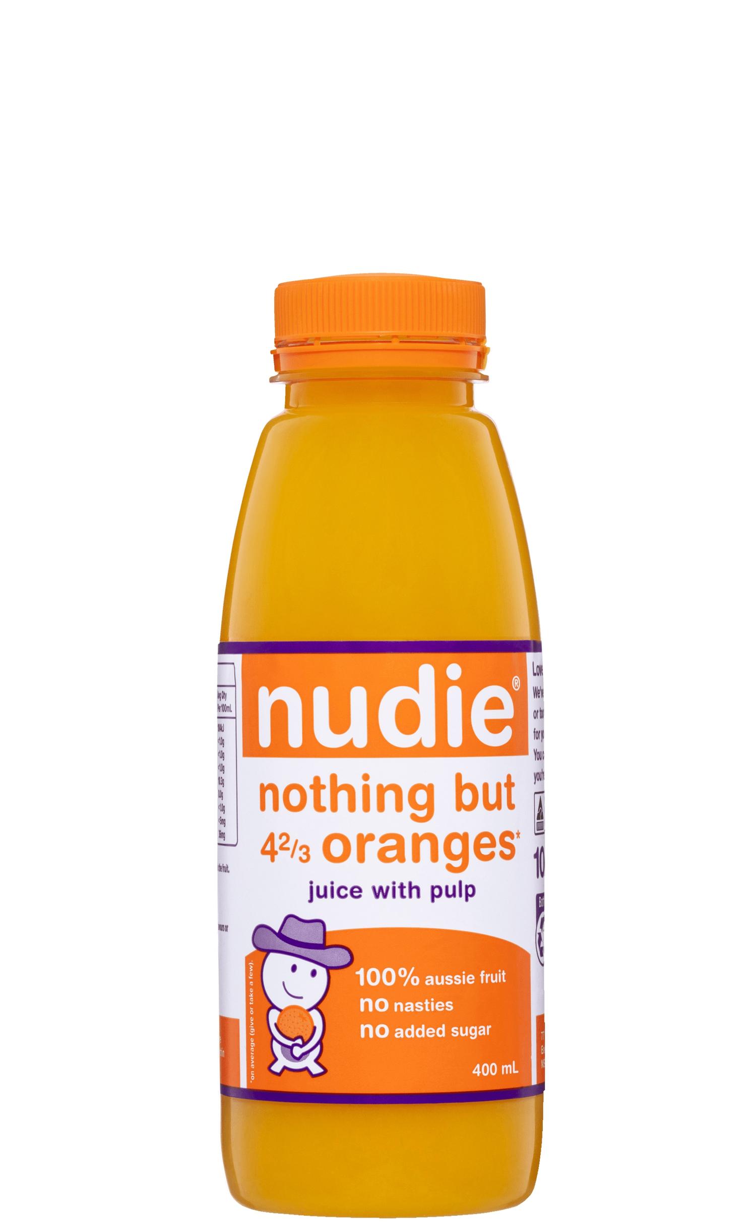 Nudie Nothing But Orange Juice w Pulp 400ML, 6Ctn