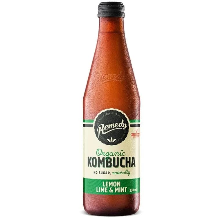 Remedy Lemon Lime and Mint Kombucha 330ML, 12Ctn