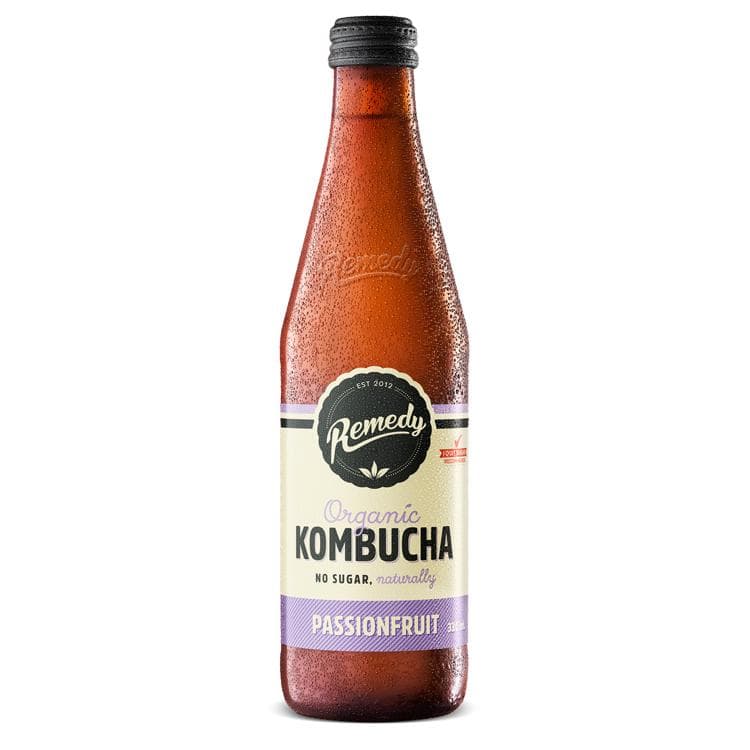 Remedy Passionfruit Kombucha 330ML, 12Ctn