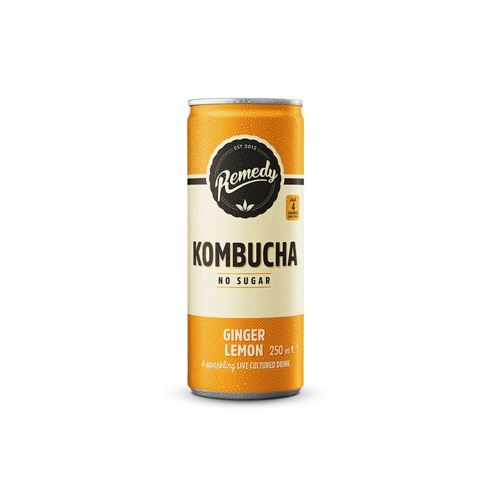 Remedy Ginger and Lemon Kombucha 250ML, 24Ctn