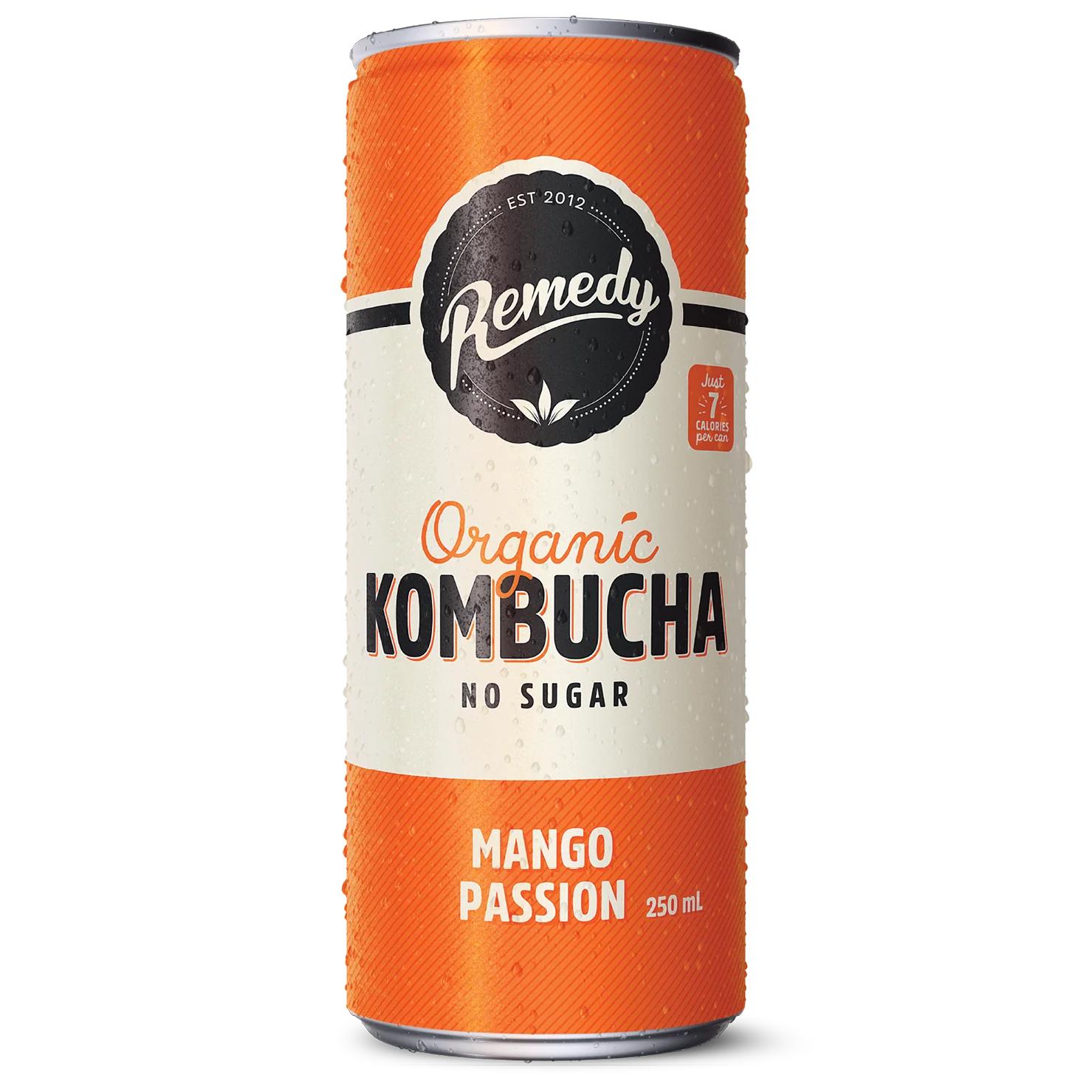 Remedy Mango Passionfruit Kombucha 250ML, 24Ctn