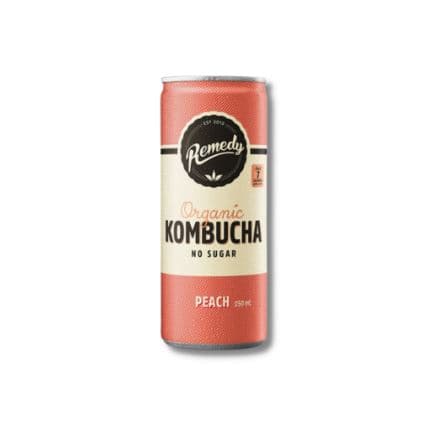 Remedy Peach Kombucha 250ML, 24Ctn
