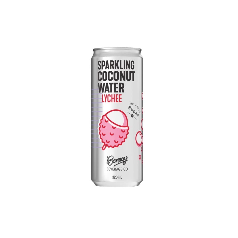 Bonsoy Lychee Sparkling Coconut Water 320ML, 12Ctn