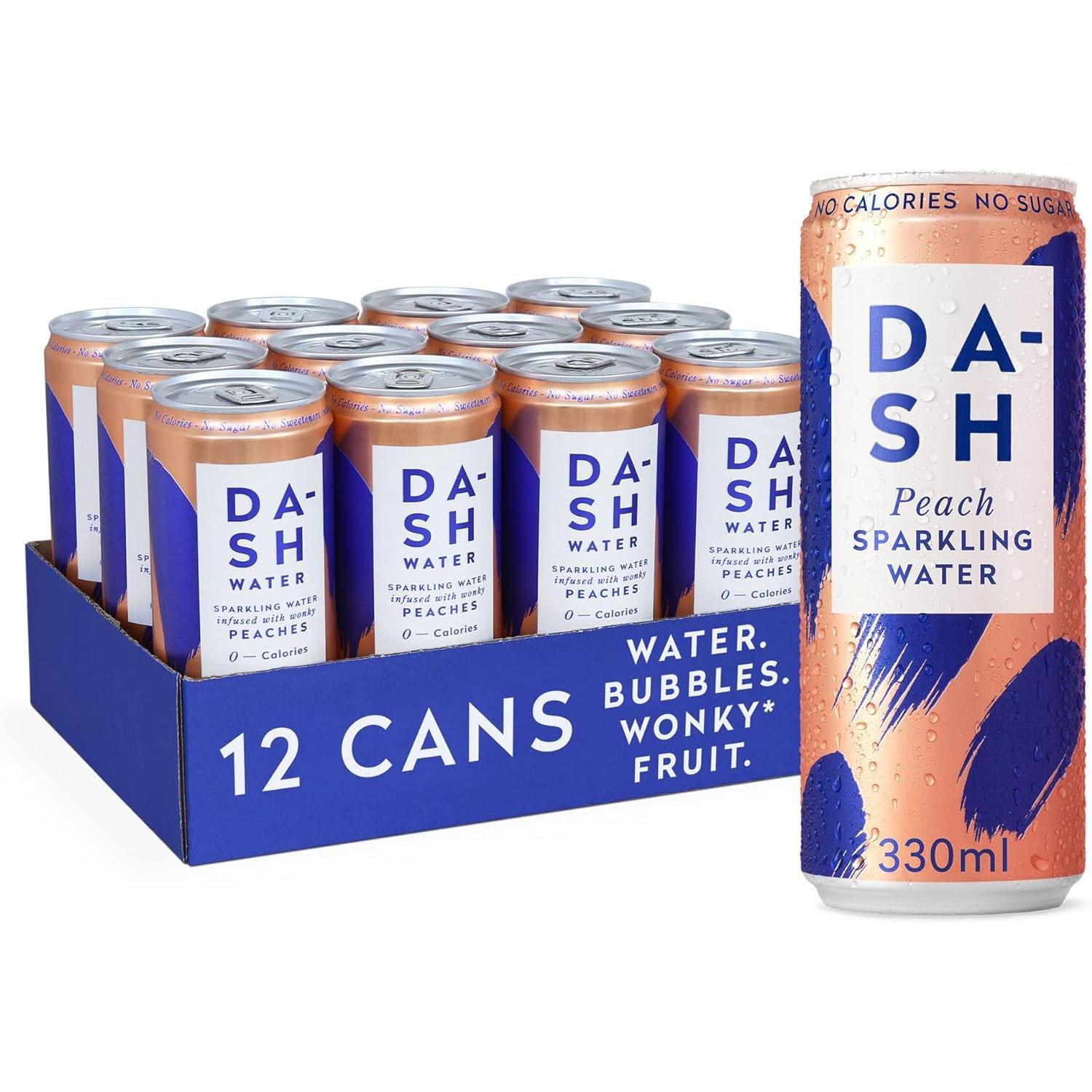 Dash Peach Sparkling Water 300ml, 12 Carton
