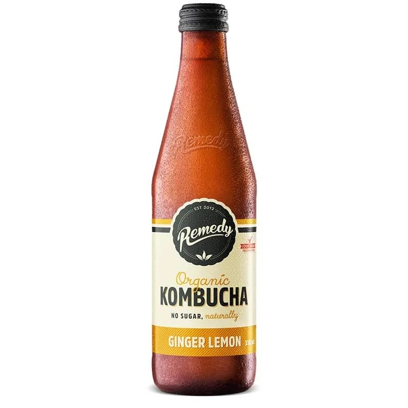 S5413Remedy Ginger & Lemon Kombucha 330ML, 8Ctn