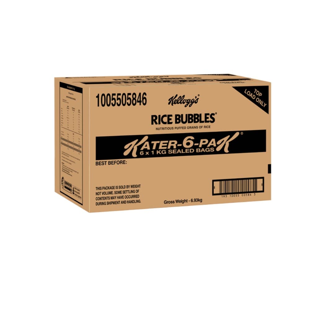 Kelloggs Rice Bubbles 1kg, 6 Carton