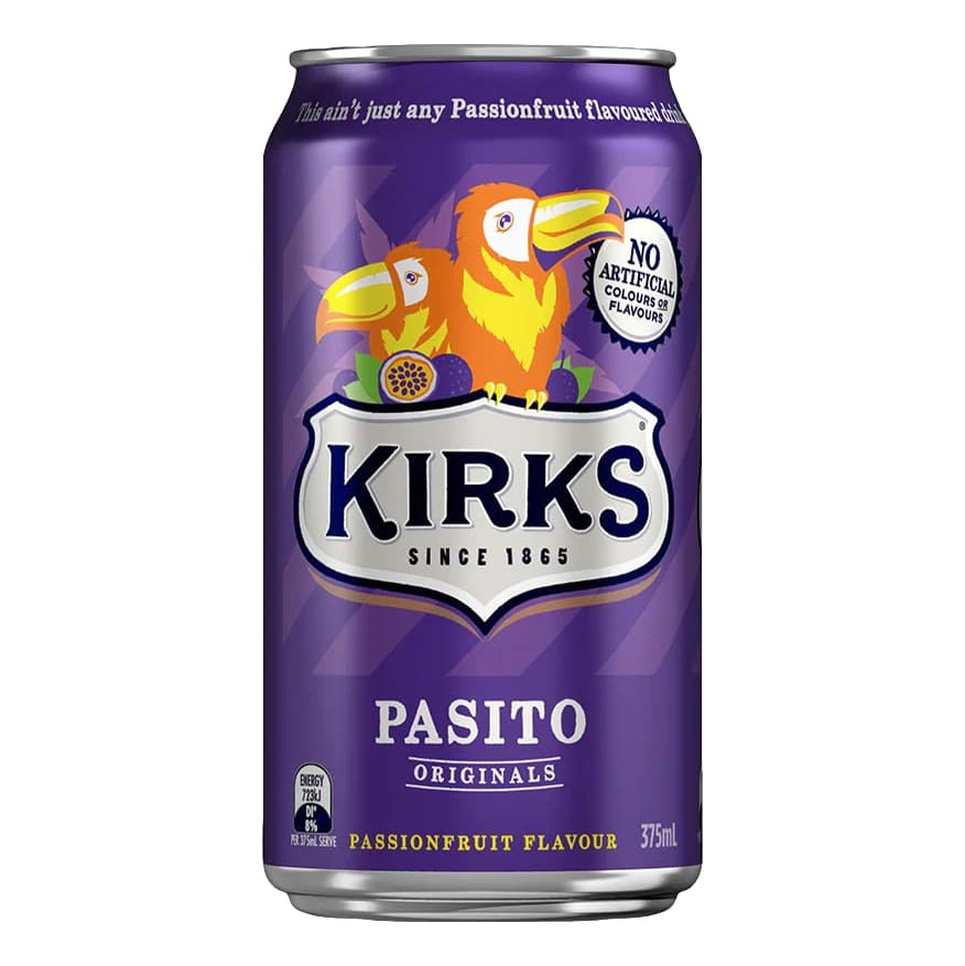 Kirks Pasito Passionfruit Soda 375ML, 20Ctn