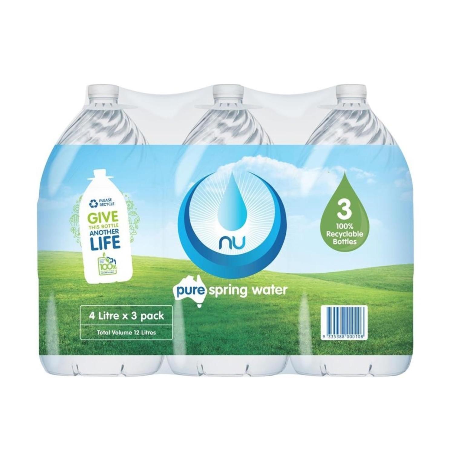 NU Pure Spring Water 4L, 3Ctn