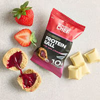 S4051MYMC White Choc Strawberry Protein Ball, 40g