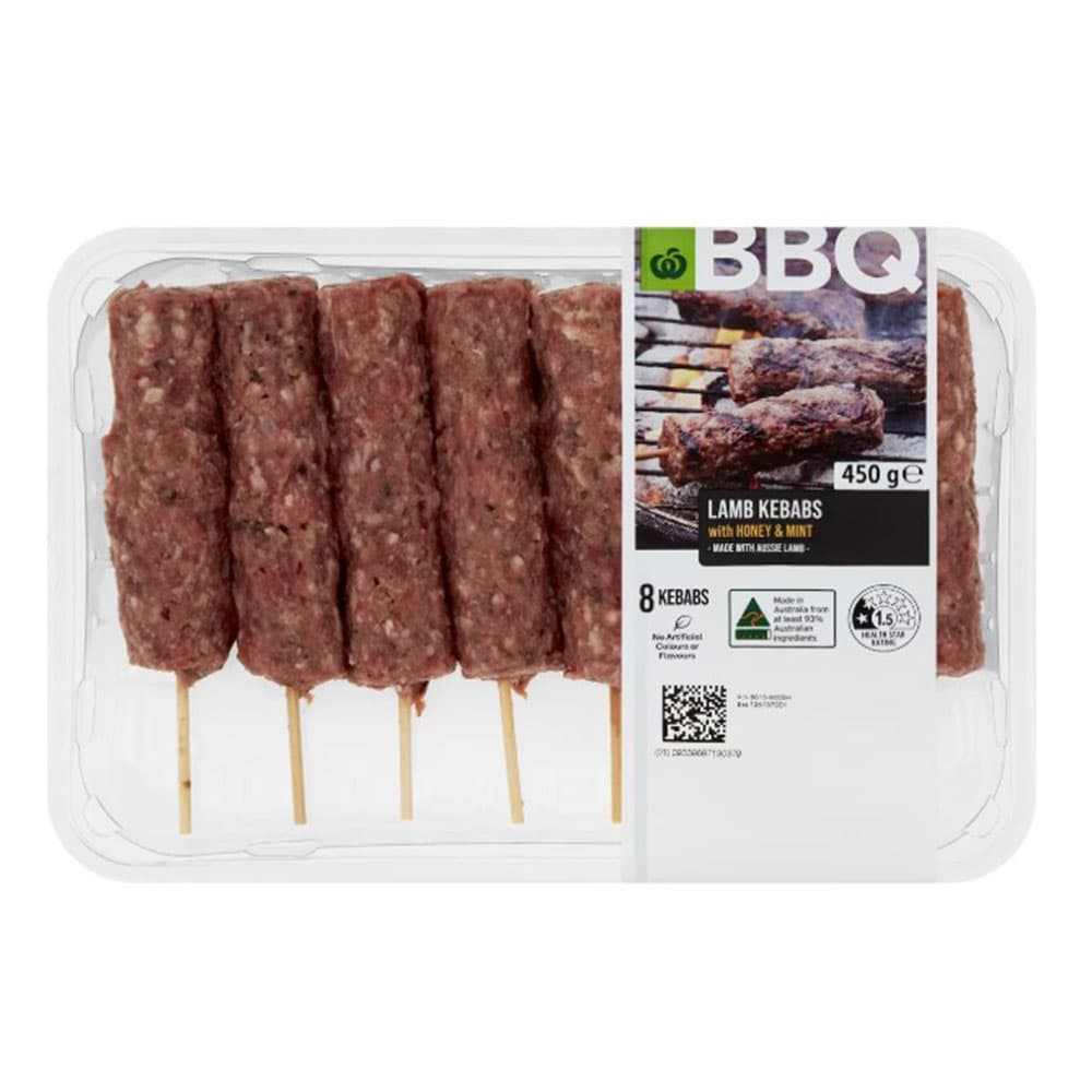 Woolworths BBQ Lamb Kebabs Mint & Honey (450g)