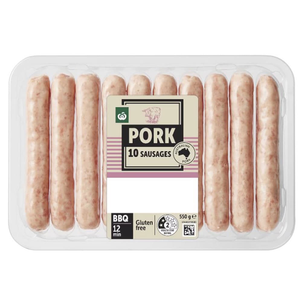 Woolworths 10 Pork Sausages (550g)