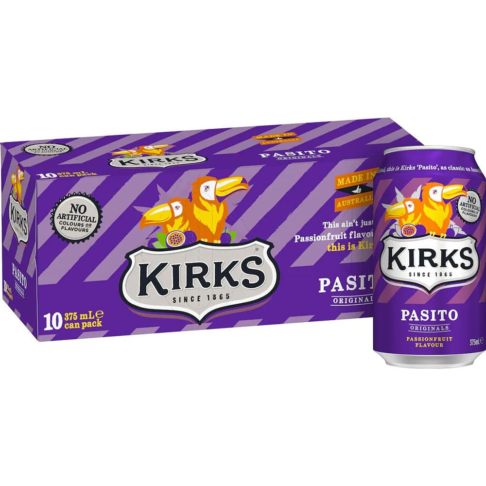 Kirks Pasito Soft Drink Multipack Cans (375ml x10)