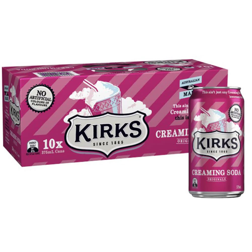 Kirks Creaming Soda Cans (375ml x10 Pack)