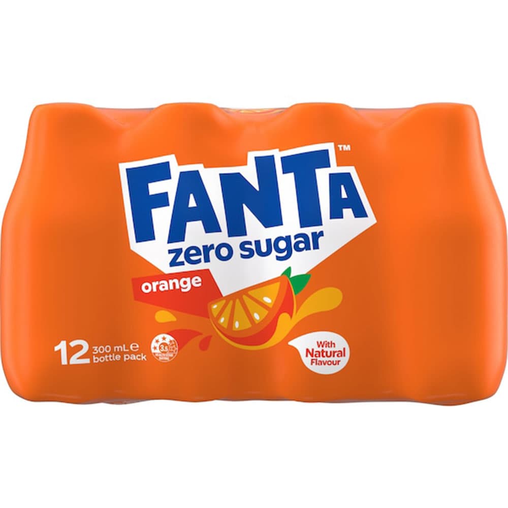 Fanta Orange Zero Sugar Soft Drink Bottles (300ml)