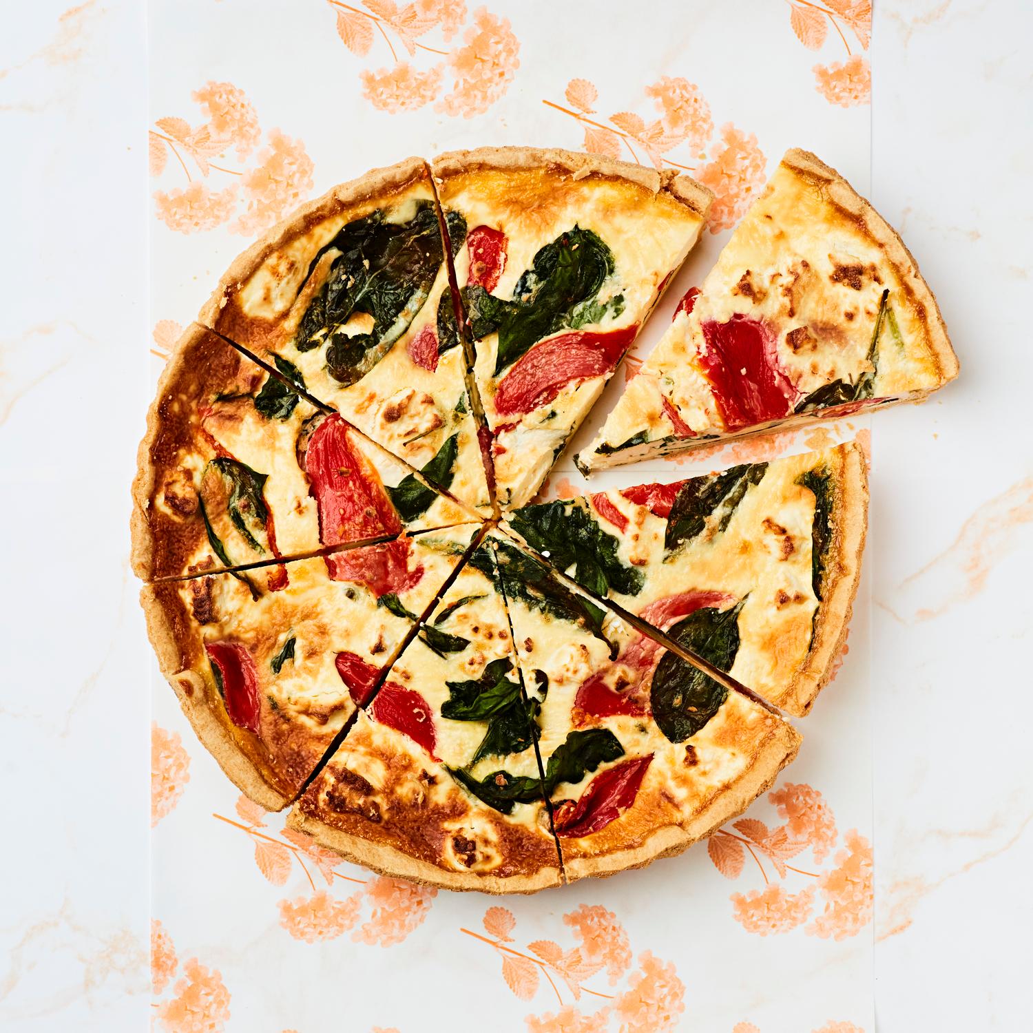 Deep Filled Red Pepper, Spinach & Feta Tart
