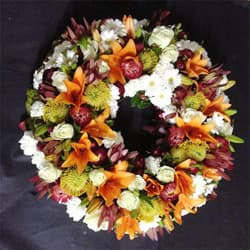 69636 Rustic Toned Flower  Wreath
