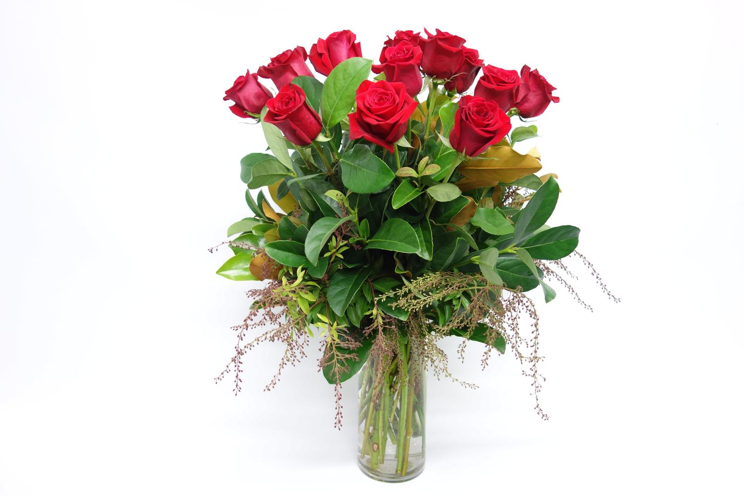 1 Dozen Red Roses in a Vase