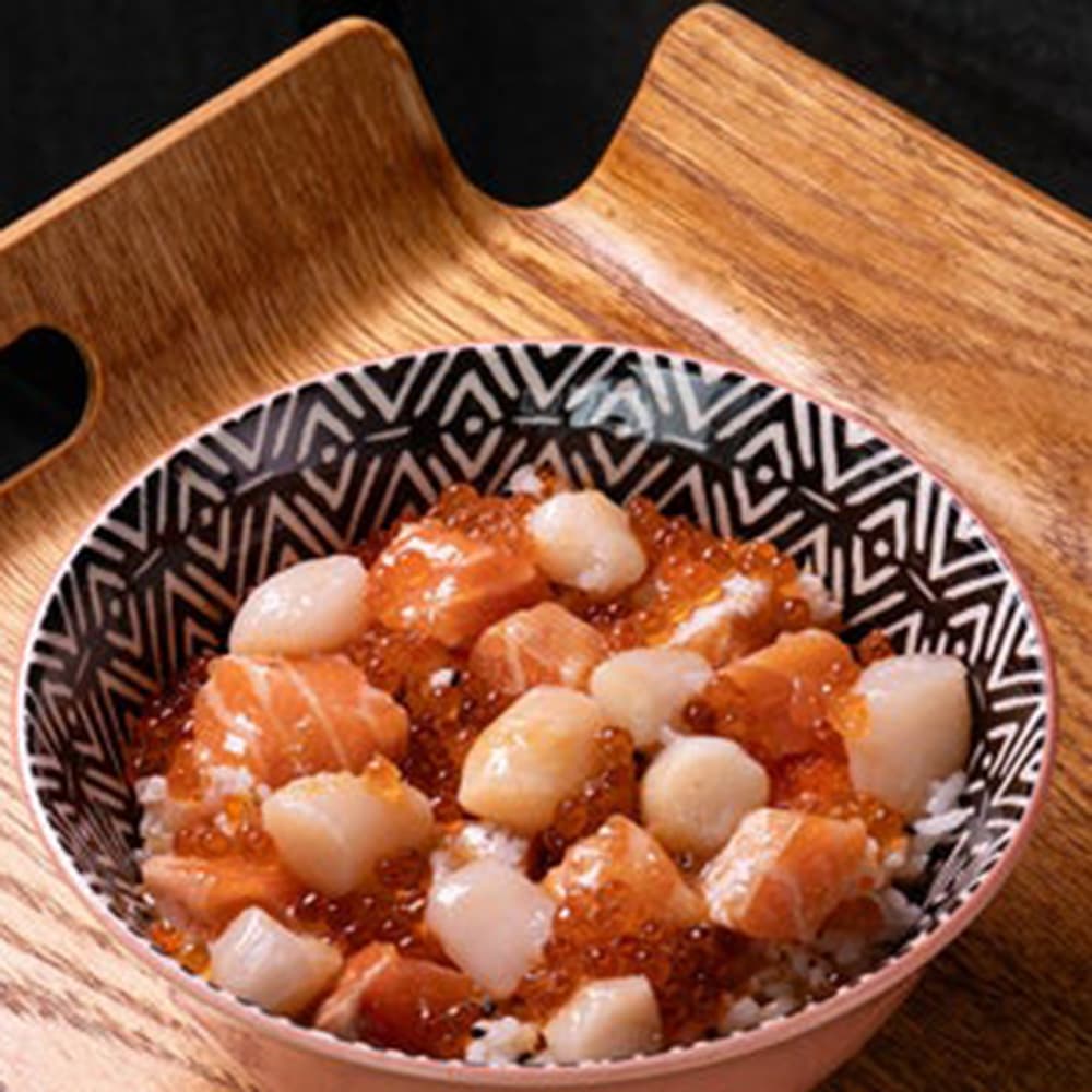 Hotate, Salmon, and Ikura Don