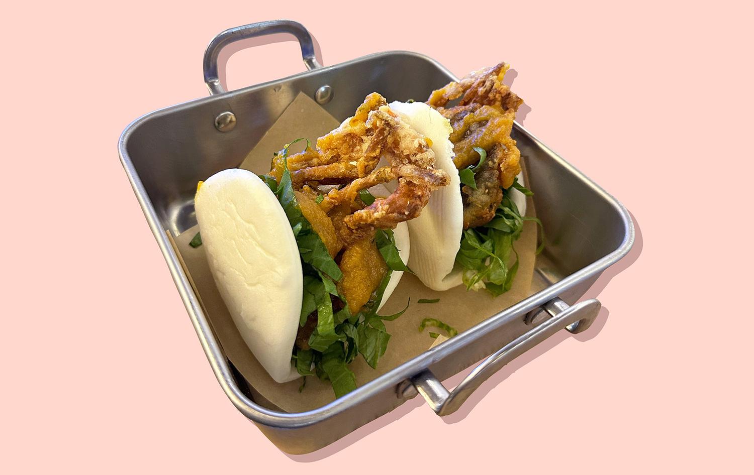 Salted Egg Softshell Crab Bao