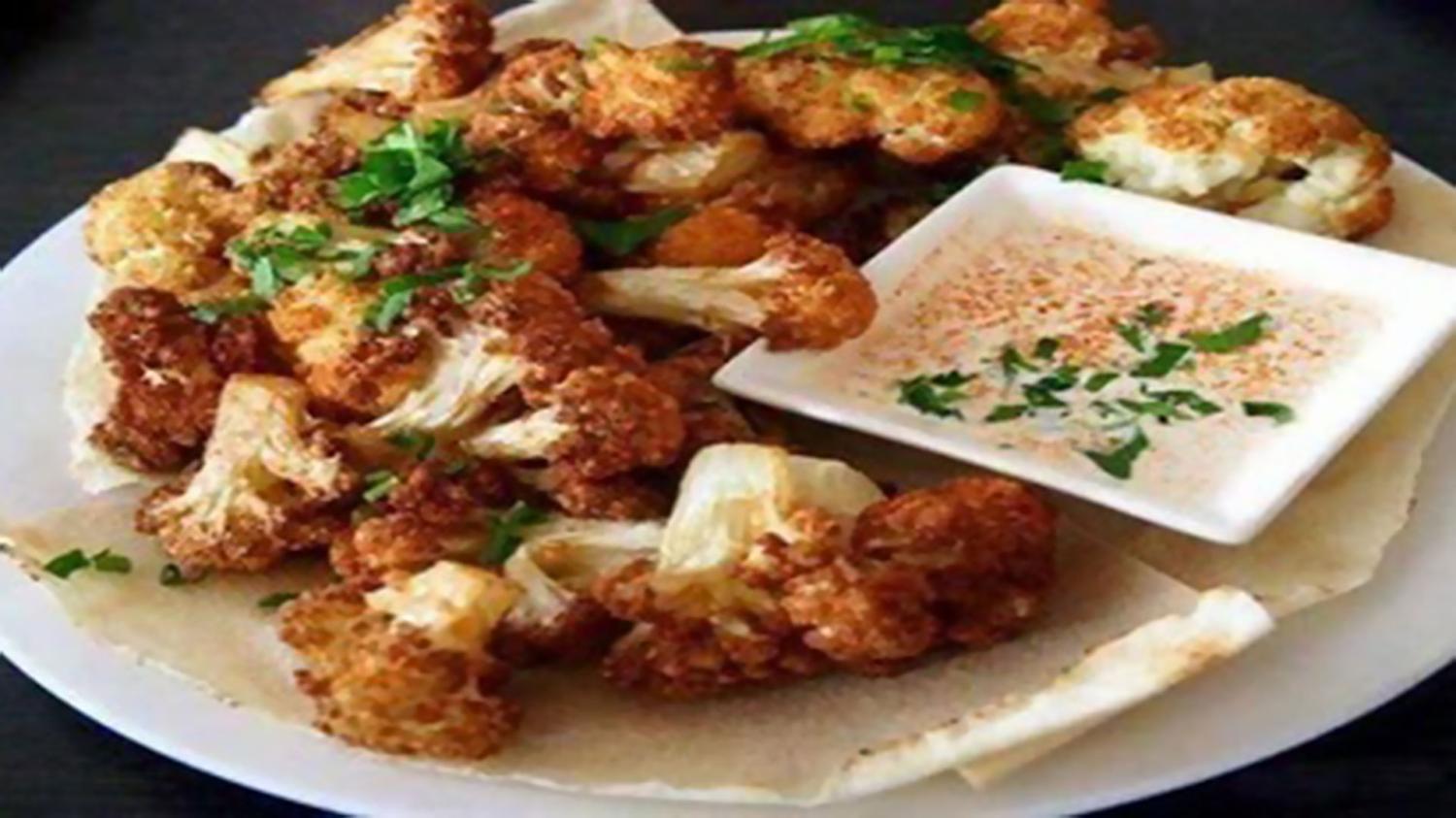 Fried Cauliflower Florets with Tahini Sauce