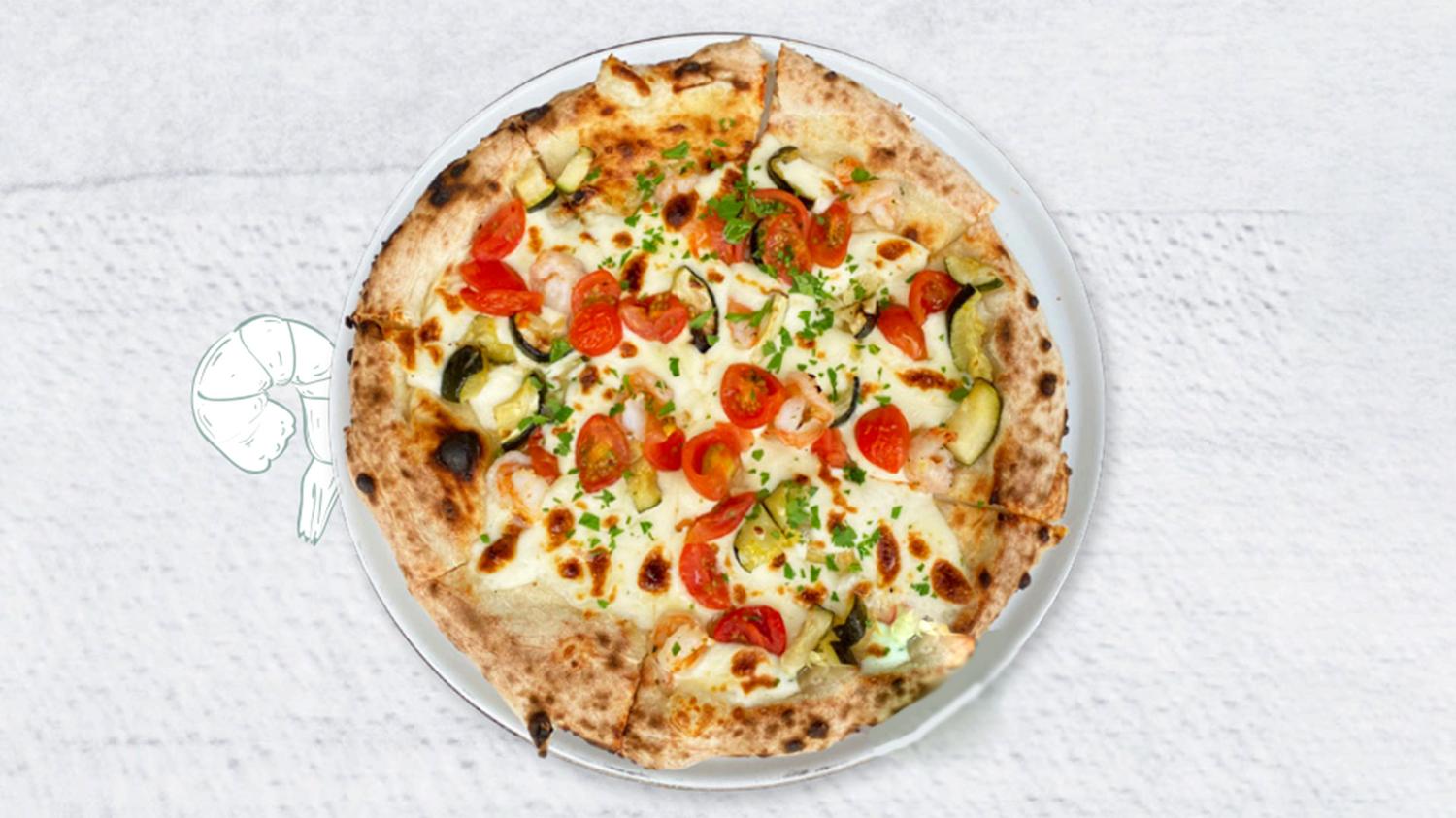 Zucchini e Garmberetti Pizza (12 inch)