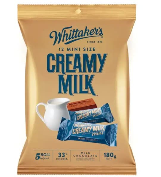 Whittakers Choc Creamy Milk, 180g Bag 12pack 