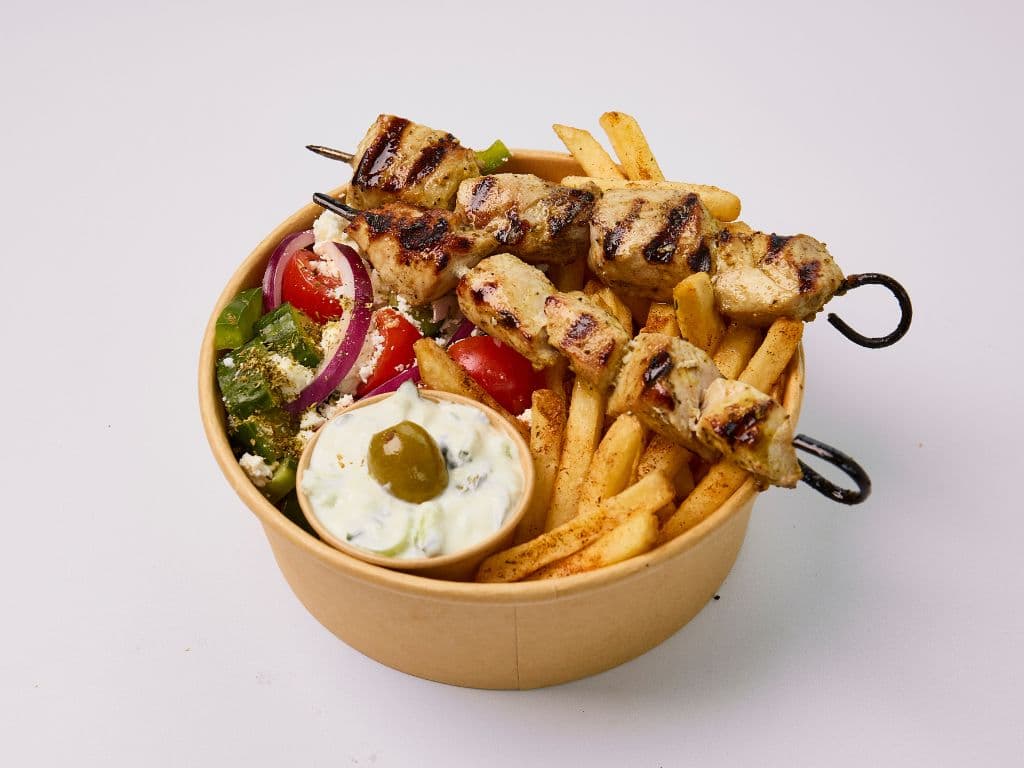 Pork Souvlaki Chip Bowl